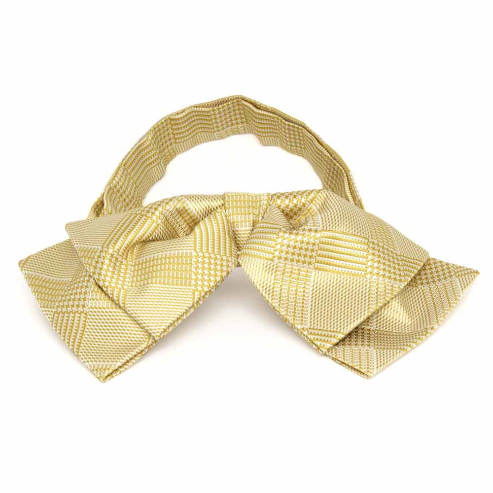 Light yellow plaid floppy bow tie, front view