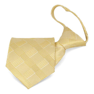 Light yellow plaid zipper tie, folded front view
