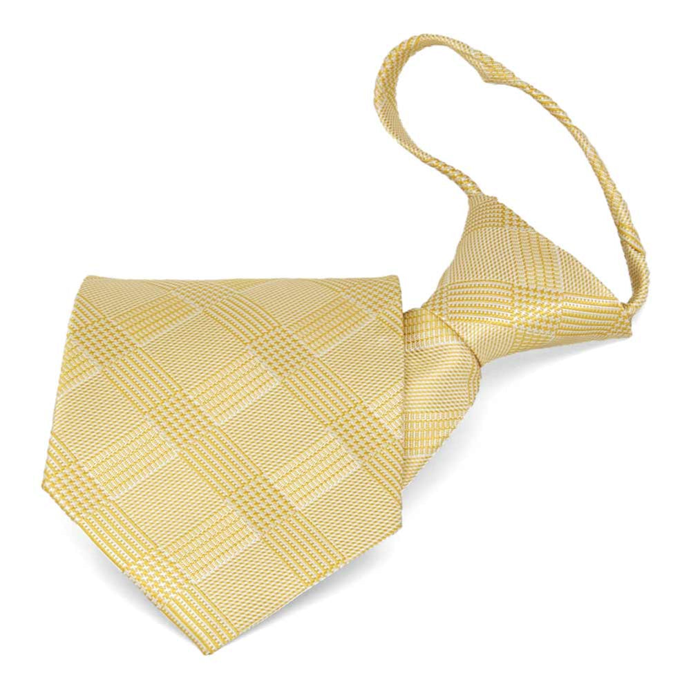 Light yellow plaid zipper tie, folded front view