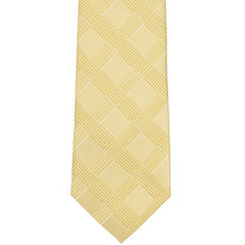 Load image into Gallery viewer, Flat front view of a light yellow plaid necktie