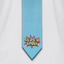 Load image into Gallery viewer, Closeup of super dad tie printed