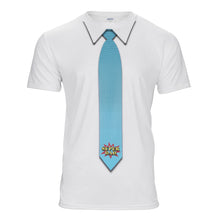 Load image into Gallery viewer, White t-shirt with super dad tie printed