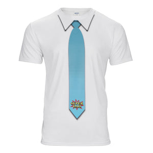 White t-shirt with super dad tie printed