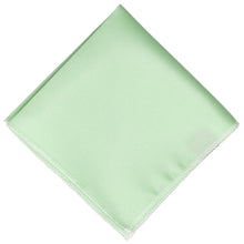 Load image into Gallery viewer, A light tea green colored pocket square, folded flat into a diamond