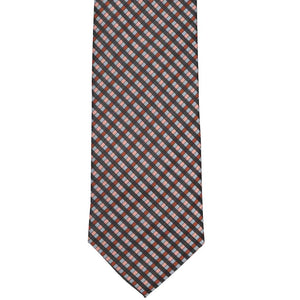Front view of a terracotta gingham plaid tie