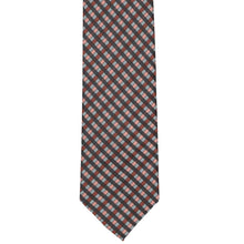 Load image into Gallery viewer, The front view of a terracotta and gray gingham plaid slim tie