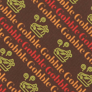 Closeup view of a Thanksgiving turkey and gobble novelty tie