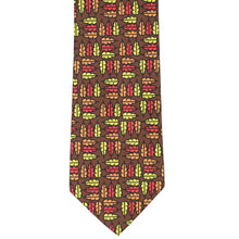 Load image into Gallery viewer, Colorful turkey feathers on a brown Thanksgiving necktie