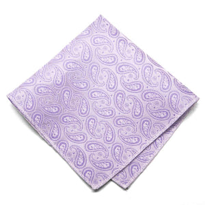 Light purple paisley pocket square, flat front view