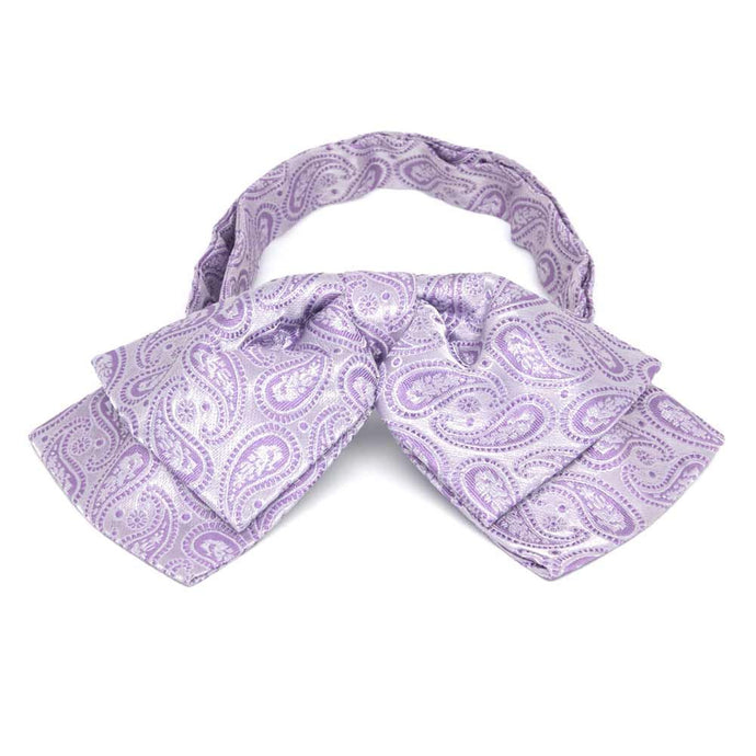 Light purple paisley floppy bow tie, front view