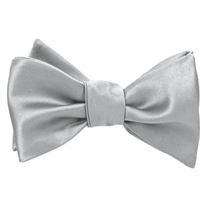 Tied light silver formal self-tie bow tie