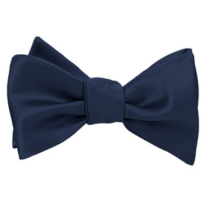 Pre-tied navy blue self-tie bow tie