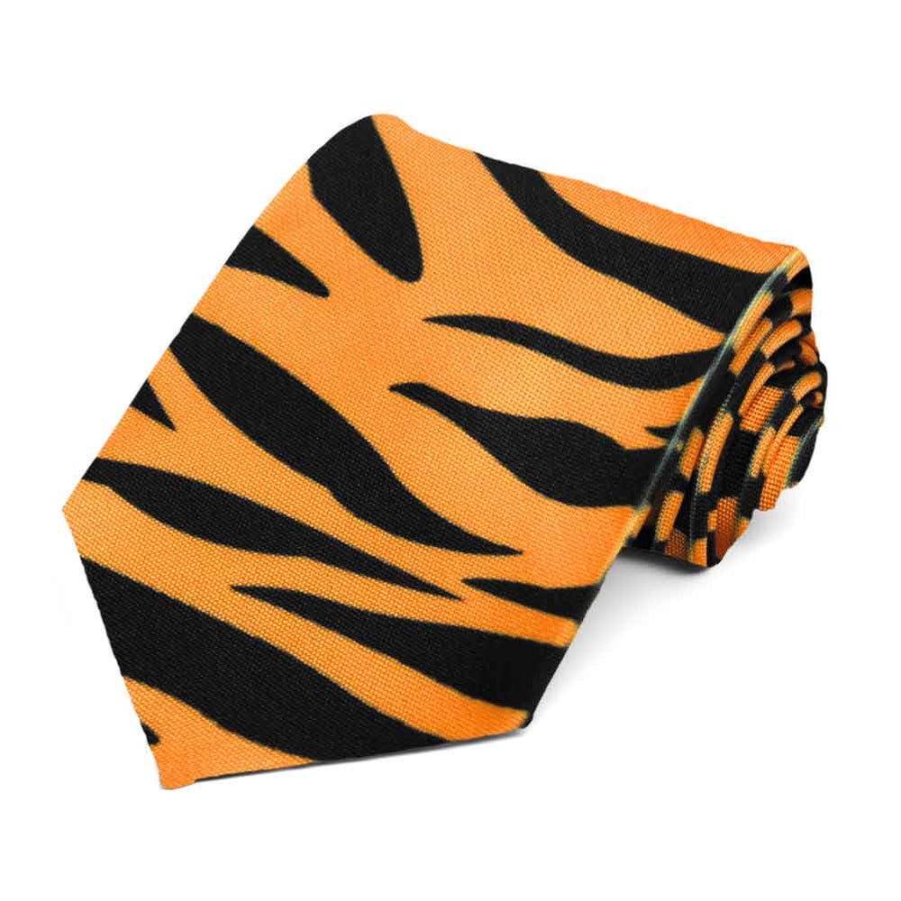 Orange and black tiger striped men's tie