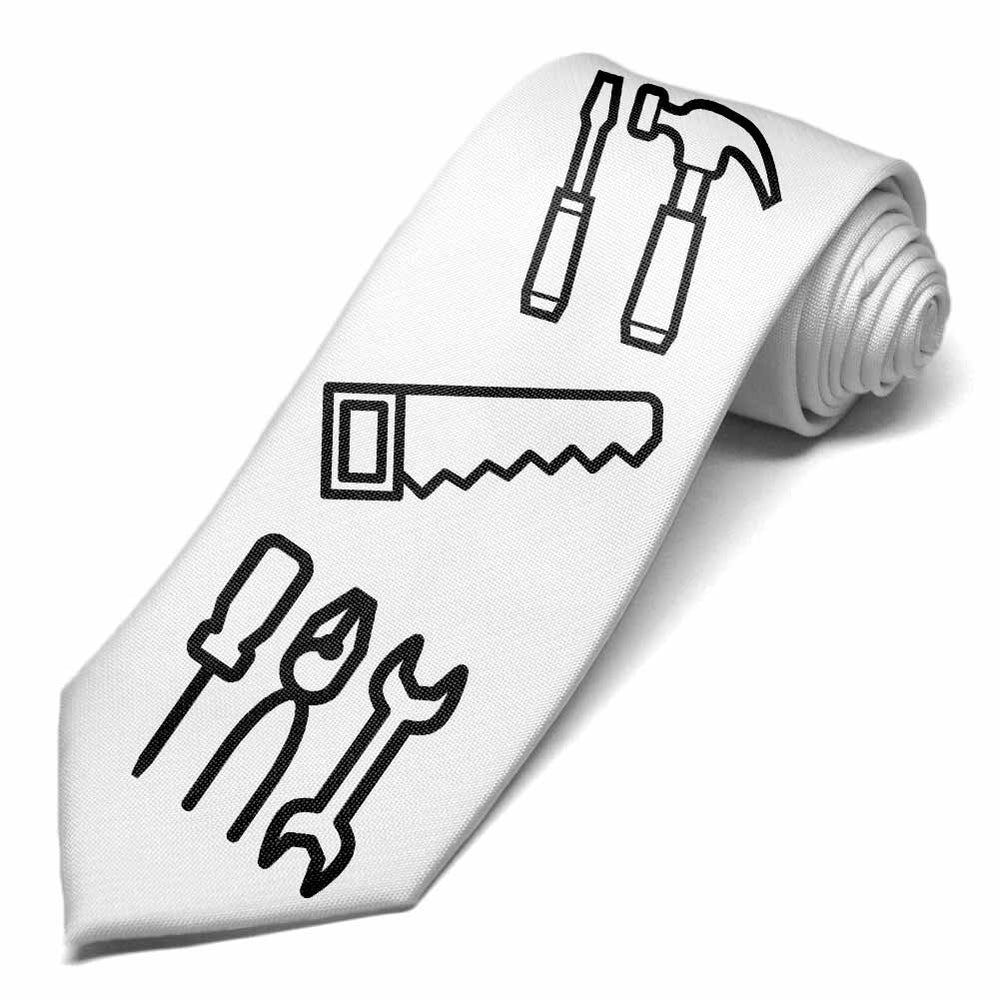 Tools icons to color on a white tie.