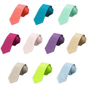 Trendy Solid Color Skinny Neckties, 10-Pack
