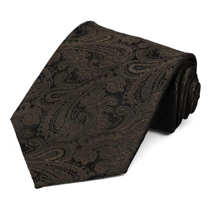 Truffle Brown Beaufort Paisley Extra Long Necktie