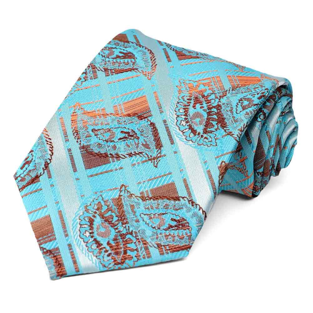 Turquoise Oxbow Plaid Necktie