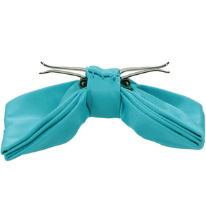 Side view turquoise clip-on bow tie