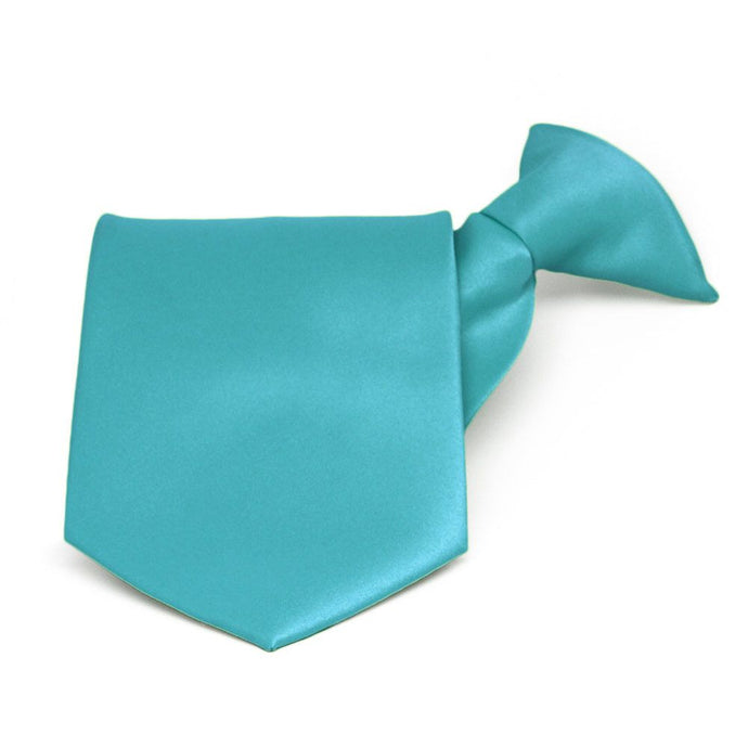 Turquoise Solid Color Clip-On Tie