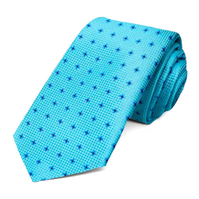 Turquoise Hoffner Dotted Slim Necktie