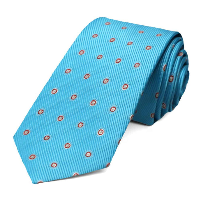 Turquoise Willoughby Dotted Slim Necktie