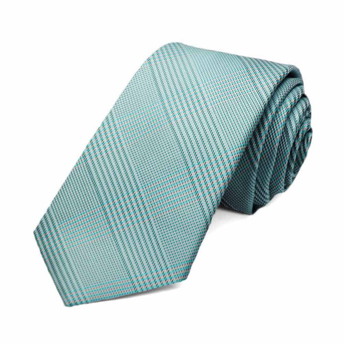 Turquoise Jamestown Glen Plaid Slim Necktie
