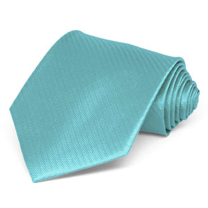 Turquoise Herringbone Silk Extra Long Necktie