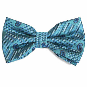 Turquoise Churchill Paisley Bow Tie