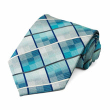 Load image into Gallery viewer, Turquoise plaid pattern tie