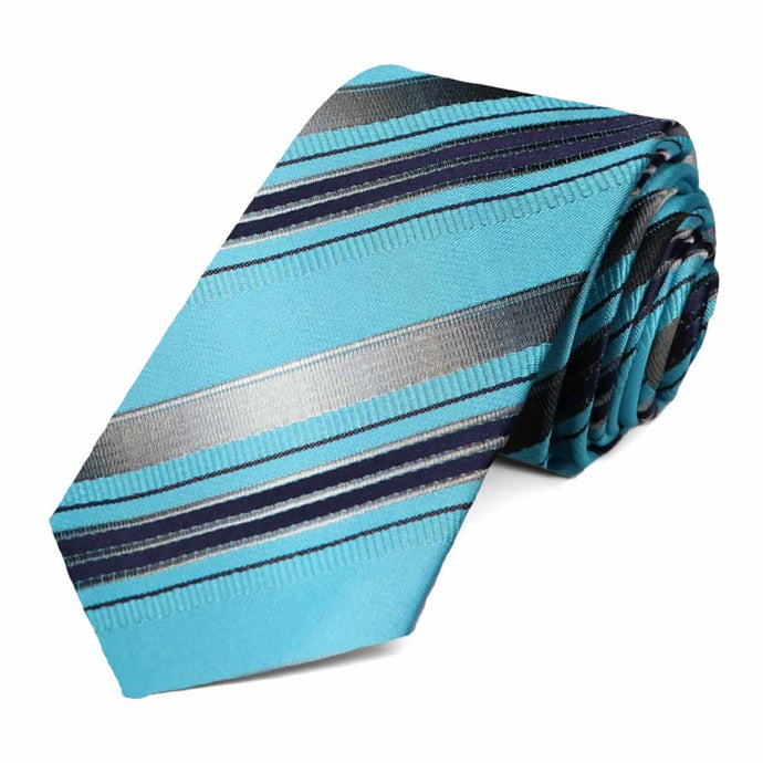Turquoise Blackshear Striped Slim Necktie