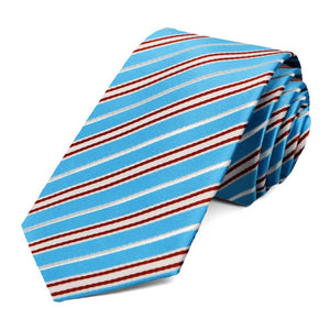 Turquoise Superior Striped Slim Necktie
