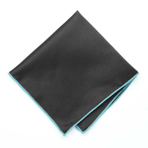 Turquoise Tipped Black Pocket Square