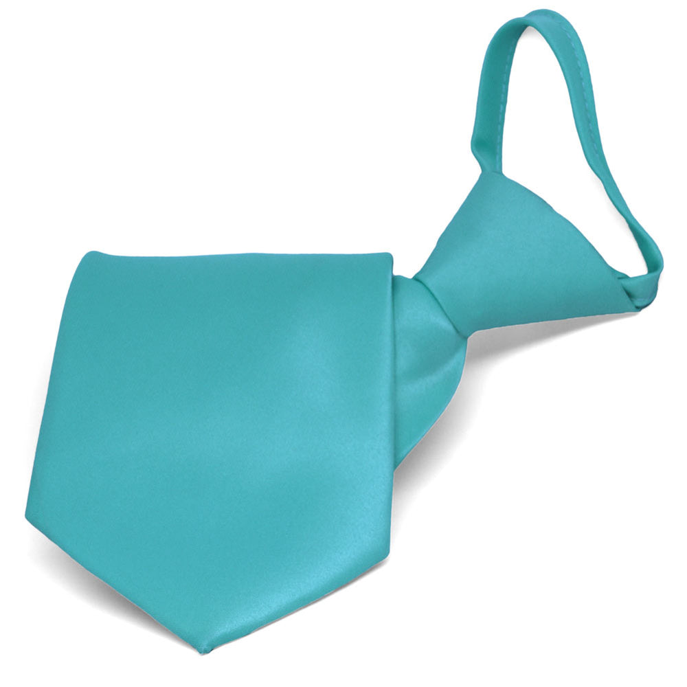 Turquoise Solid Color Zipper Tie