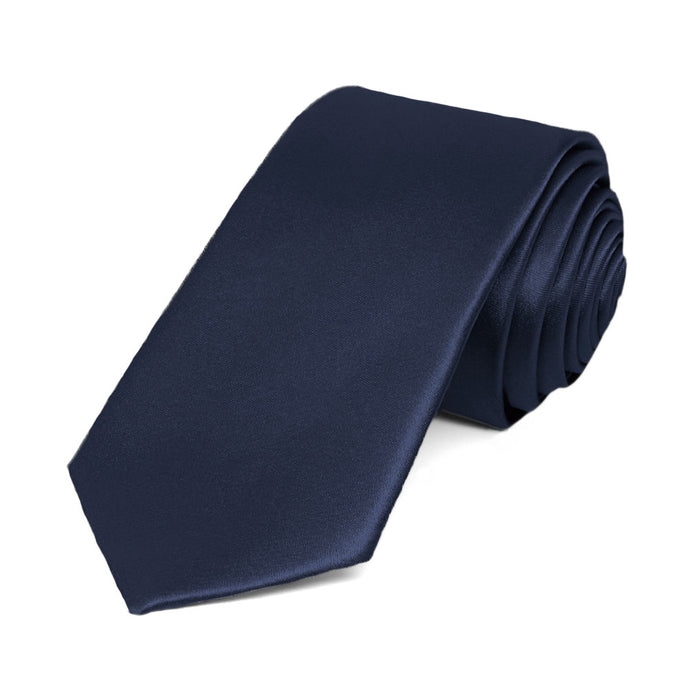 Twilight Blue Slim Solid Color Necktie, 2.5