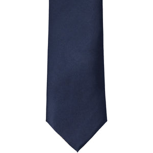 The front of a twilight blue solid tie