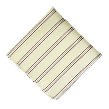 Load image into Gallery viewer, Cream and brown pencil striped pocket square, flat front view