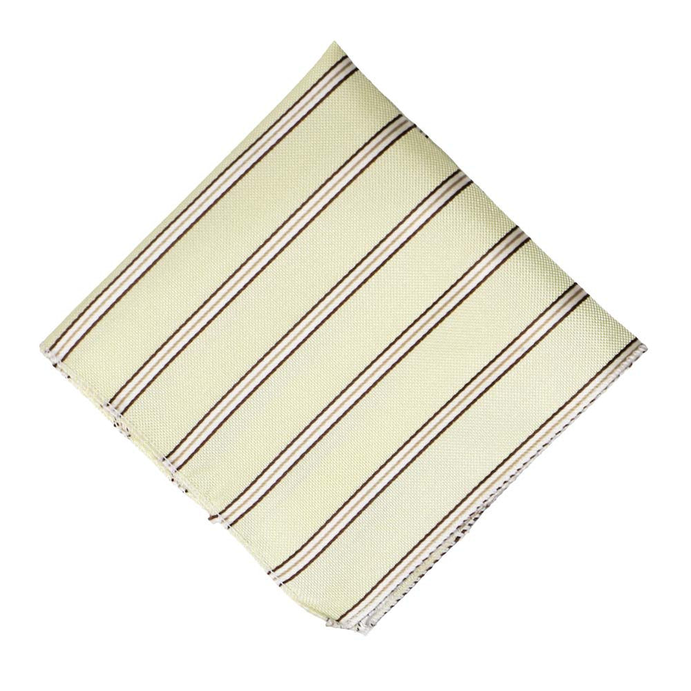 Cream and brown pencil striped pocket square, flat front view