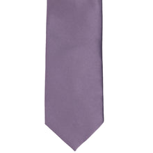 Load image into Gallery viewer, The front of a victorian lilac necktie, laid out flat