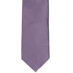 The front of a victorian lilac necktie, laid out flat