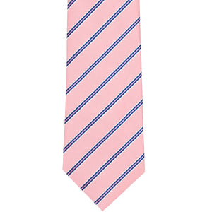 Front view on a pink pencil striped tie