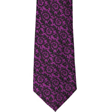 Load image into Gallery viewer, Violet and black vine pattern tie front view