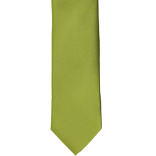 Load image into Gallery viewer, Front bottom view of a slim tie in wasabi green