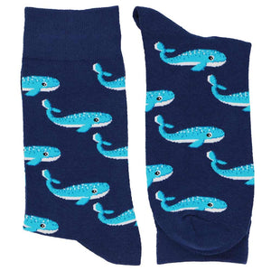 Pair of men's blue whale themed novelty socks