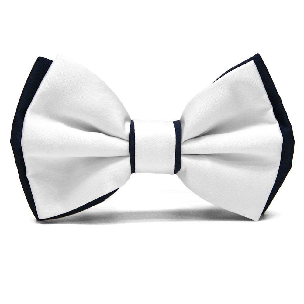 White and Dark Navy Blue Dual Color Bow Tie