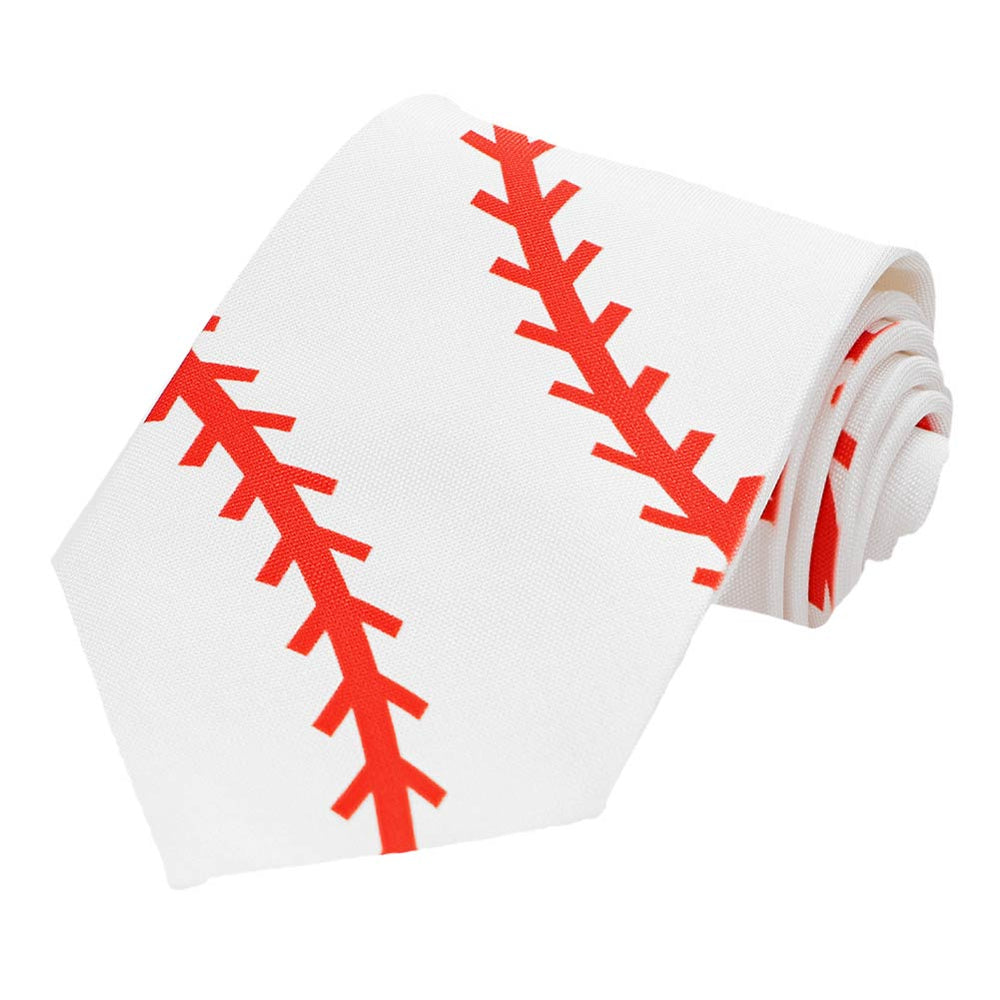Baseball laces necktie in white and red