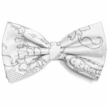 Load image into Gallery viewer, White and Silver Kilburn Paisley Bow Tie