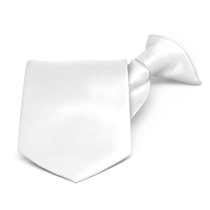 White Solid Color Clip-On Tie