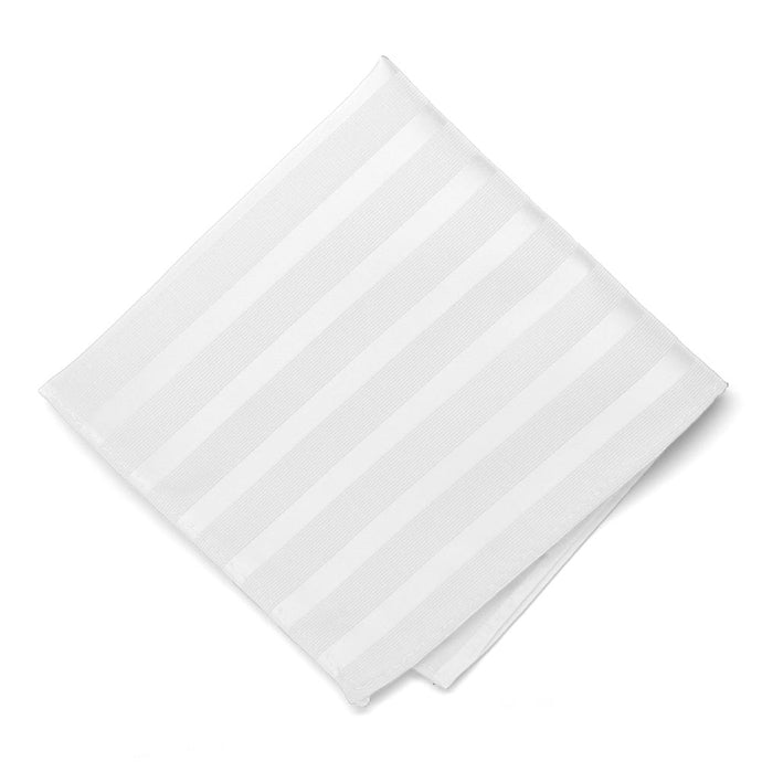 White Elite Striped Pocket Square