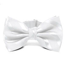 Load image into Gallery viewer, White Elite Striped Bow Tie