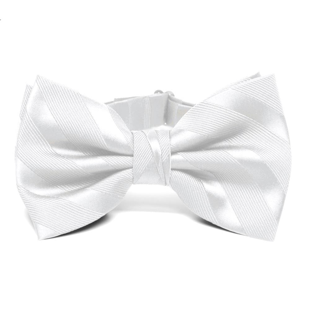 White Elite Striped Bow Tie